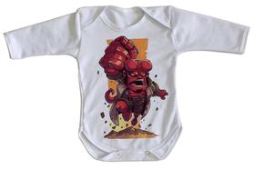 body nenê criança roupa bebê manga longa Hellboy body nenê criança roupa bebê manga longa Hellboy