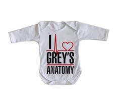 body nenê criança roupa bebê manga longa I love Greys Anatomy