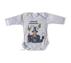 body nenê criança roupa bebê manga longa Inspetor Bugiganga