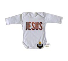 body nenê criança roupa bebê manga longa Jesus madeira body nenê criança roupa bebê manga longa Jesus madeira