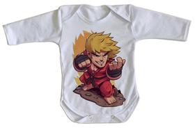 body nenê criança roupa bebê manga longa Ken Street Fighter