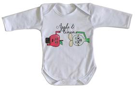 body nenê criança roupa bebê manga longa Maçã e Cebola