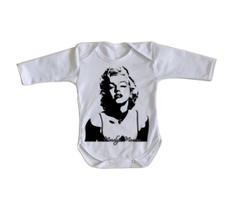 body nenê criança roupa bebê manga longa Marilyn Monroe