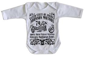 body nenê criança roupa bebê manga longa Moto Johnson Motors