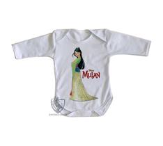 body nenê criança roupa bebê manga longa Mulan vestido