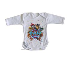 body nenê criança roupa bebê manga longa Patrulha Canina equipe
