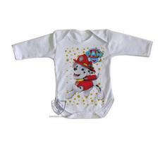 body nenê criança roupa bebê manga longa Patrulha Canina Marshall