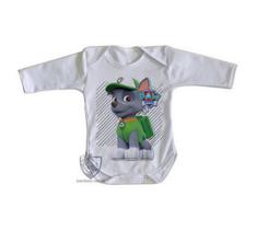 body nenê criança roupa bebê manga longa Patrulha Canina Rocky