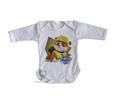 body nenê criança roupa bebê manga longa Patrulha Canina Rubble