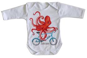 body nenê criança roupa bebê manga longa Polvo Bicicleta