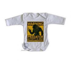 body nenê criança roupa bebê manga longa Predador cartaz