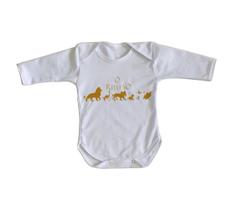 body nenê criança roupa bebê manga longa Rei Leão dourado body nenê criança roupa bebê manga longa Rei Leão dourado