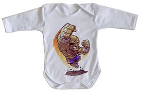 body nenê criança roupa bebê manga longa Sagat Street Figther body nenê criança roupa bebê manga longa Sagat Street Figther