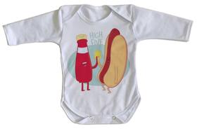 body nenê criança roupa bebê manga longa Salsicha hot dog high five