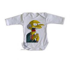 body nenê criança roupa bebê manga longa Senhor Burns
