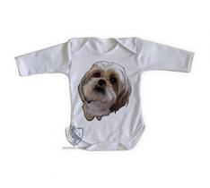 body nenê criança roupa bebê manga longa Shih-tzu fofo