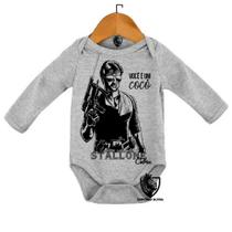 body nenê criança roupa bebê manga longa Stallone Cobra você é um cocô
