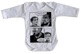 body nenê criança roupa bebê manga longa Tony Stark Peter Parker