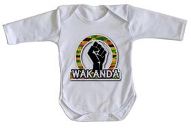 body nenê criança roupa bebê manga longa Wakanda Forever body nenê criança roupa bebê manga longa Wakanda Forever