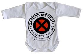body nenê criança roupa bebê manga longa Xavier Institute X-Men