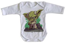 body nenê criança roupa bebê manga longa Yoda Star Wars body nenê criança roupa bebê manga longa Yoda Star Wars