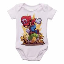 body nenê criança roupa bebê Mario Bros body nenê criança roupa bebê Mario Bros