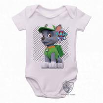 body nenê criança roupa bebê Patrulha Canina Rocky