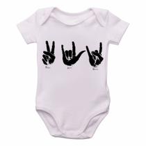 body nenê criança roupa bebê Paz love rock body nenê criança roupa bebê Paz love rock
