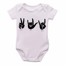 body nenê criança roupa bebê Paz love rock body nenê criança roupa bebê Paz love rock