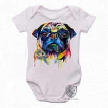 body nenê criança roupa bebê Pug colorido body nenê criança roupa bebê Pug colorido