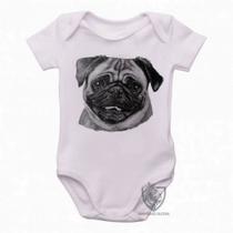 body nenê criança roupa bebê Pug descolorido body nenê criança roupa bebê Pug descolorido
