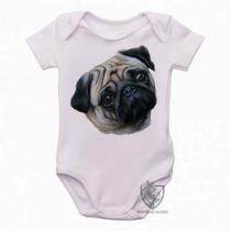 body nenê criança roupa bebê Pug perfil body nenê criança roupa bebê Pug perfil