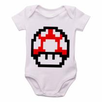 body nenê criança roupa bebê Super Mario Mushroom
