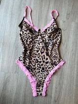 Body New Print - Alcinha com Aro com Detalhes em Rosa Chiclete - Oncinha