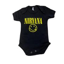 Body Nirvana Bodie Macacão Bebê Mesversário Banda de Rock Md008