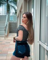 Body Ombro a Ombro - Listrado Preto