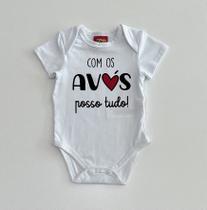 Body P/GG Kyly Bebê Branco Com os Avós Posso Tudo