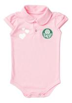 Body Palmeiras Bebe Recem Nascido Branco Ou Rosa Oficial - Rosa - G (6-9 meses)