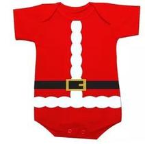 Body Papai Noel Natal Bebê 100% Algodão Menino Menina