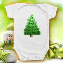 Body Para Bebê De Natal Fé Paz Amor Saúde Esperança Árvore Body Para Bebê De Natal Fé Paz Amor Saúde Esperança Árvore