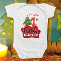 Body Para Bebê de Natal Primeiro Natal Família Árvore Festa