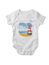 Body Para Bebe Estampado Com Designer De Farol Na Praia