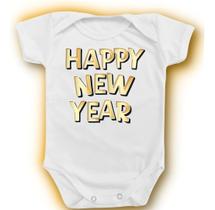 Body Para Bebê Happy New Year Dourado Reveillon Ano Novo Body Para Bebê Happy New Year Dourado Reveillon Ano Novo
