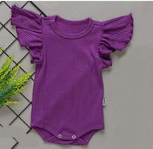 Body para Bebê Manga Babado Canelado Roxo