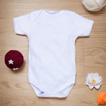 Body para Bebê Manga Curta em Suedine de Algodão Branco