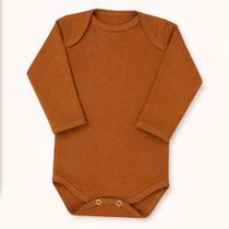 Body para Bebê Manga Longa Em Suedine Básico Até 12 Meses Cor:MarromTamanho:0-3M Body para Bebê Manga Longa Em Suedine Básico Até 12 Meses Cor:MarromTamanho:0-3M