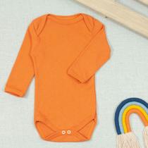 Body para Bebê Manga Longa Em Suedine Básico Até 12 Meses