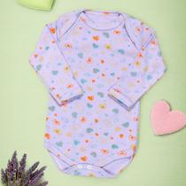 Body para Bebê Manga Longa Estampadinho Coração Lilás Body para Bebê Manga Longa Estampadinho Coração Lilás