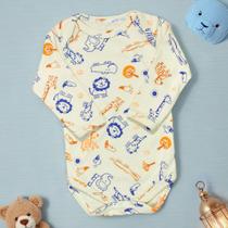 Body para Bebê Manga Longa Estampadinho Safari Bege Body para Bebê Manga Longa Estampadinho Safari Bege