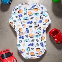 Body para Bebê Manga Longa Estampadinho Super Carros Branco